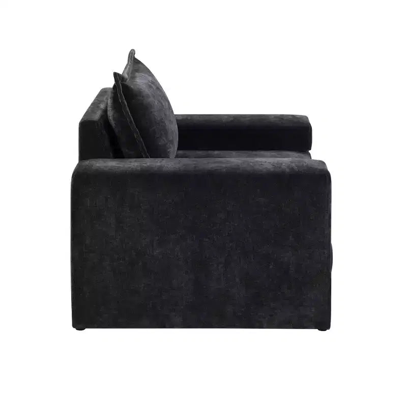 Fauteuil moderne en chenille avec coussin épais