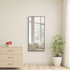 Miroir Mural Suspendu Rectangulaire Doré à Bord Fin en Alliage d'Aluminium, 1 Pièce, 91,4 cm H x 61 cm L