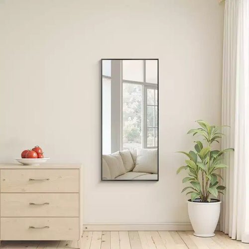 Miroir Mural Suspendu Rectangulaire Doré à Bord Fin en Alliage d'Aluminium, 1 Pièce, 91,4 cm H x 61 cm L