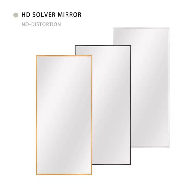 Miroir Mural Suspendu Rectangulaire Doré à Bord Fin en Alliage d'Aluminium, 1 Pièce, 91,4 cm H x 61 cm L