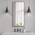 Miroir Mural Suspendu Rectangulaire Doré à Bord Fin en Alliage d'Aluminium, 1 Pièce, 91,4 cm H x 61 cm L