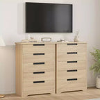 Commode à 5 tiroirs pour chambre à coucher, commode de rangement naturelle avec poignées intégrées, organisateur de tiroirs en bois pour salon, chambre d'enfant, couloir