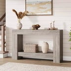 Console de ferme 47 po avec 2 niveaux et rangement - Grande table de canapé en bois pour entrée, couloir et salon
