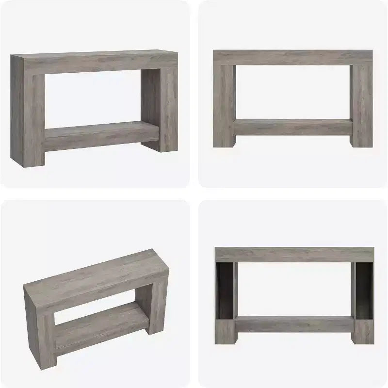Console de ferme 47 po avec 2 niveaux et rangement - Grande table de canapé en bois pour entrée, couloir et salon