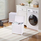 Panier à linge avec roues et couvercle, panier à linge en plastique avec poignée, bac à linge roulant pour buanderie ou salle de bain, blanc
