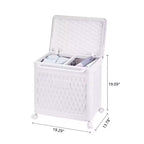 Panier à linge avec roues et couvercle, panier à linge en plastique avec poignée, bac à linge roulant pour buanderie ou salle de bain, blanc