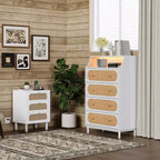Commode à 4 tiroirs en panneau de particules blanches de 76 cm de large