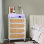 Commode à 4 tiroirs en panneau de particules blanches de 76 cm de large