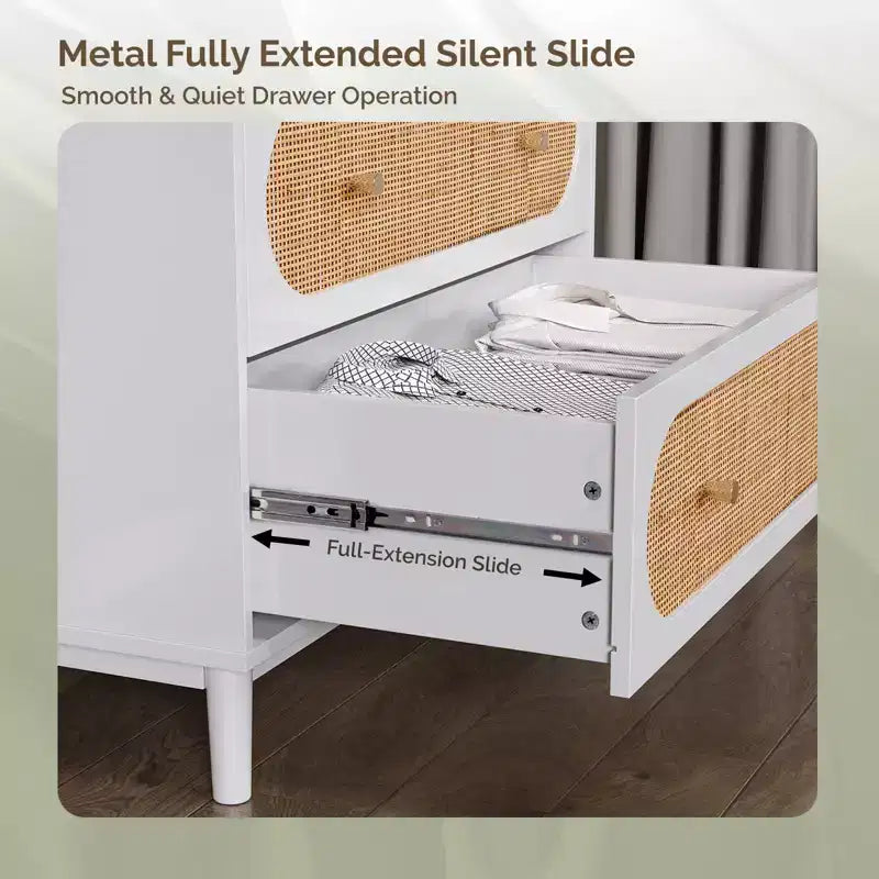 Commode à 4 tiroirs en panneau de particules blanches de 76 cm de large