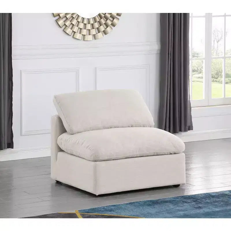 Fauteuil sans accoudoirs en tissu texturé lin Indulge
