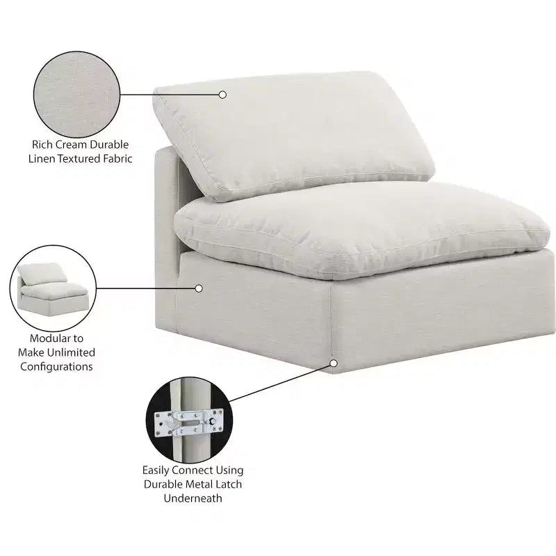 Fauteuil sans accoudoirs en tissu texturé lin Indulge