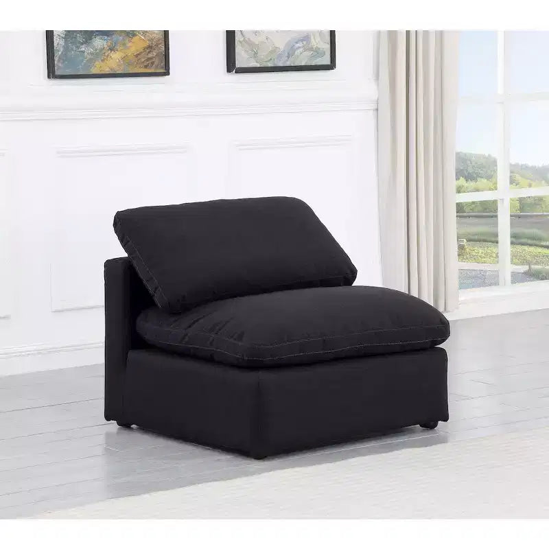 Fauteuil sans accoudoirs en tissu texturé lin Indulge