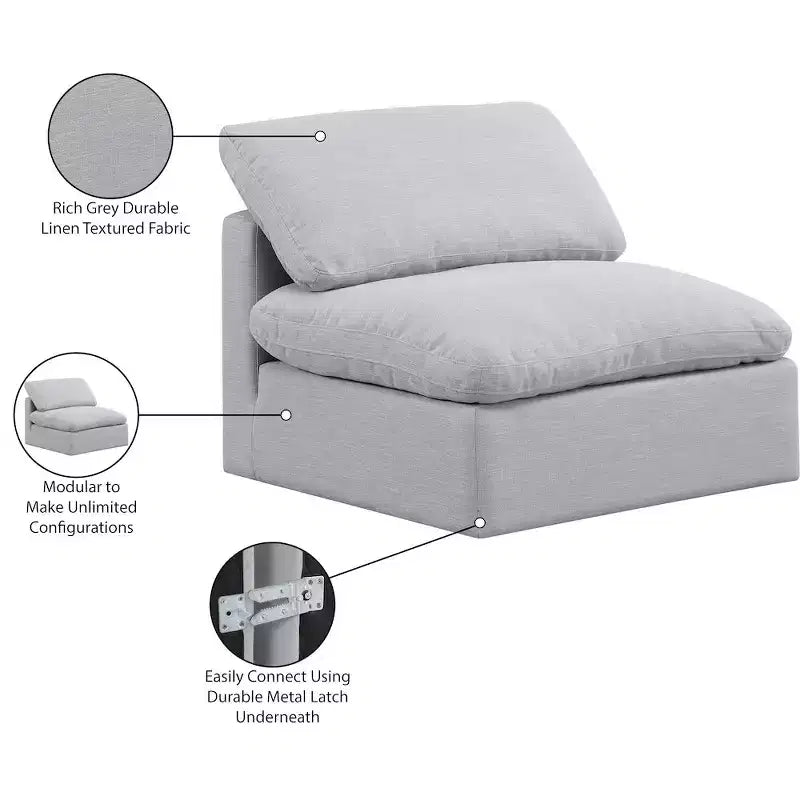 Fauteuil sans accoudoirs en tissu texturé lin Indulge