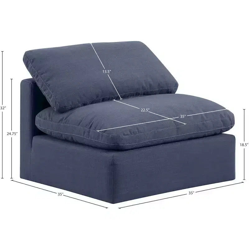 Fauteuil sans accoudoirs en tissu texturé lin Indulge