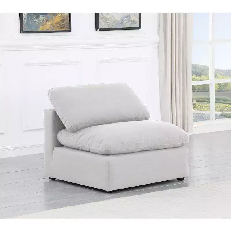 Fauteuil sans accoudoirs en tissu texturé lin Indulge