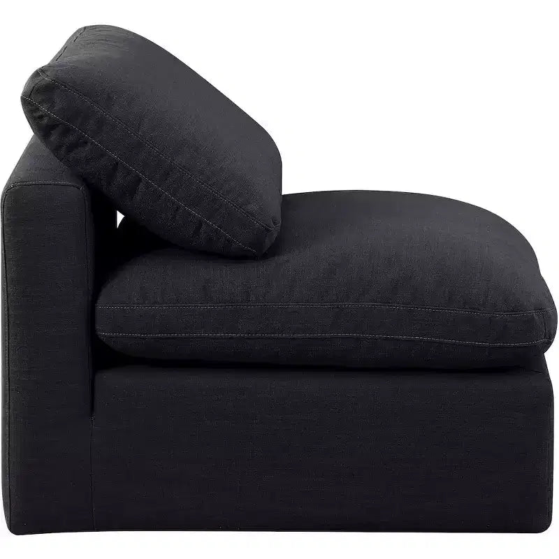 Fauteuil sans accoudoirs en tissu texturé lin Indulge