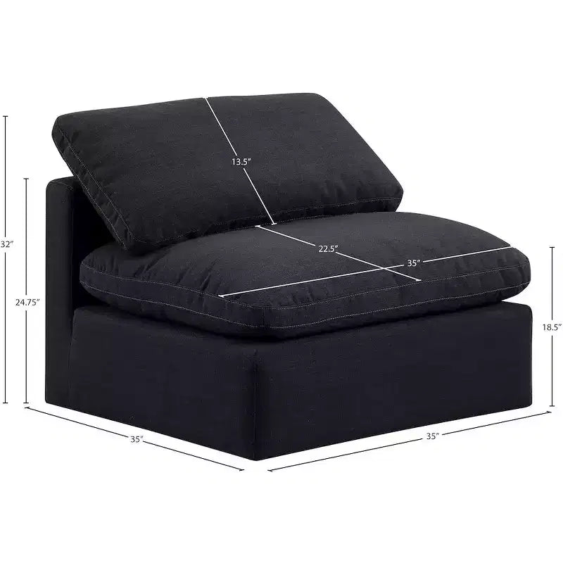 Fauteuil sans accoudoirs en tissu texturé lin Indulge
