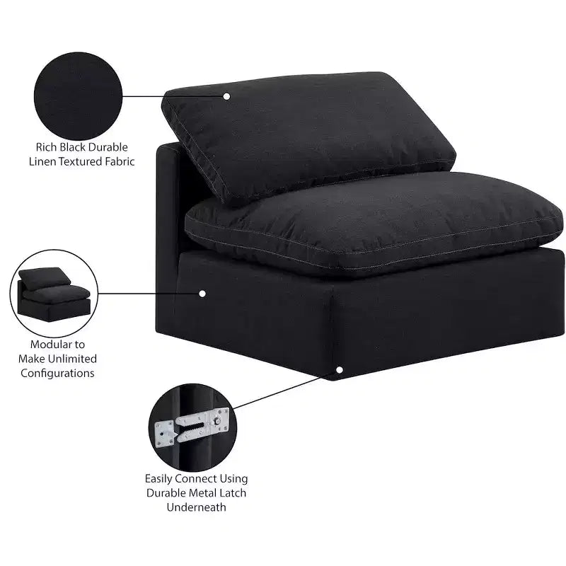 Fauteuil sans accoudoirs en tissu texturé lin Indulge