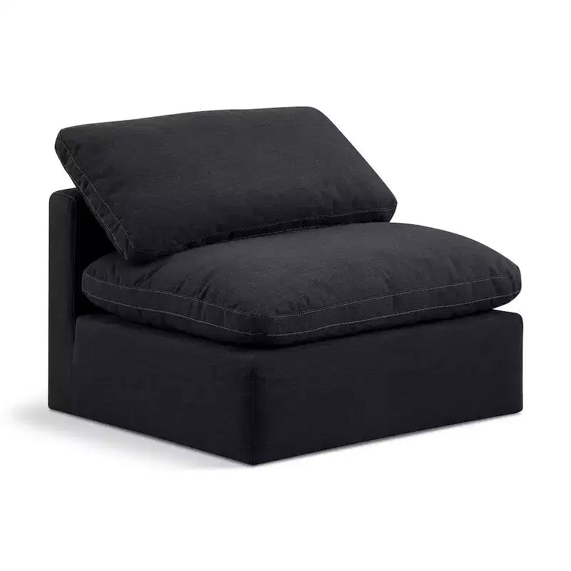 Fauteuil sans accoudoirs en tissu texturé lin Indulge