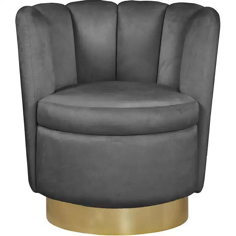 Fauteuil d'appoint pivotant en velours avec piètement pivotant en acier doré