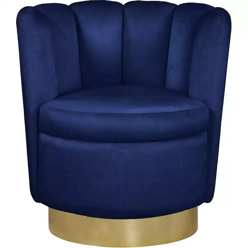 Fauteuil d'appoint pivotant en velours avec piètement pivotant en acier doré