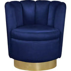 Fauteuil d'appoint pivotant en velours avec piètement pivotant en acier doré