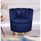 Fauteuil d'appoint pivotant en velours avec piètement pivotant en acier doré