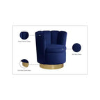 Fauteuil d'appoint pivotant en velours avec piètement pivotant en acier doré