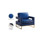 Fauteuil d'appoint en cuir végétalien avec base en acier inoxydable doré