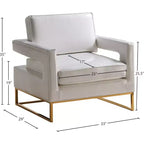 Fauteuil d'appoint en cuir végétalien avec base en acier inoxydable doré