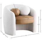 Fauteuil d'appoint en cuir vegan style tonneau / tissu bouclé avec dossier arrondi