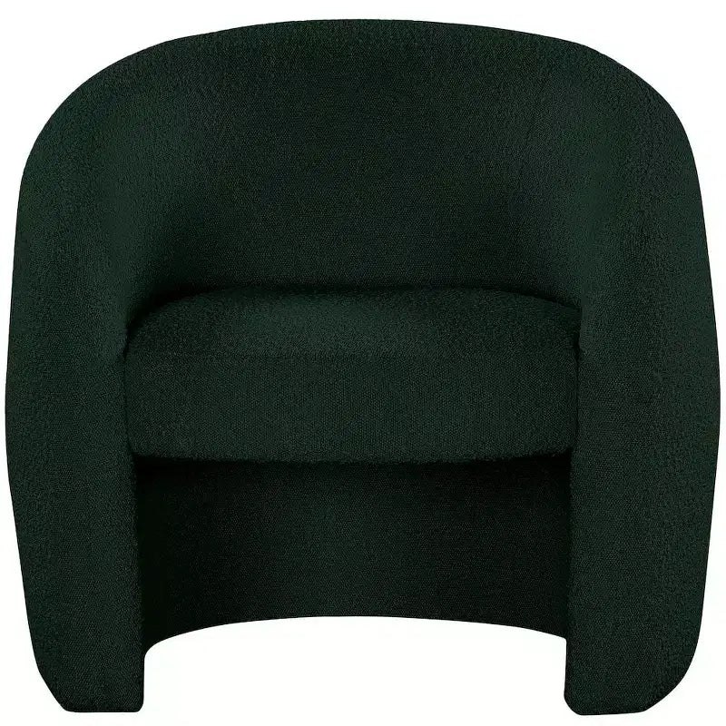 Fauteuil d'appoint en cuir vegan style tonneau / tissu bouclé avec dossier arrondi