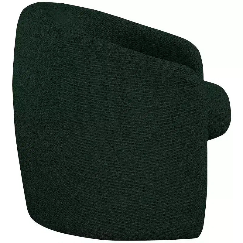 Fauteuil d'appoint en cuir vegan style tonneau / tissu bouclé avec dossier arrondi