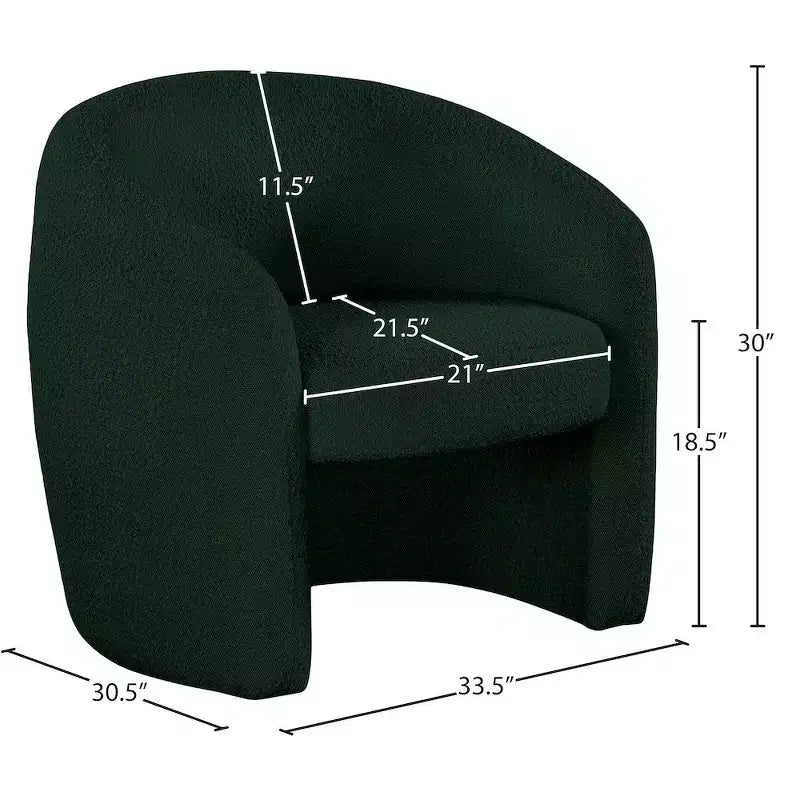 Fauteuil d'appoint en cuir vegan style tonneau / tissu bouclé avec dossier arrondi
