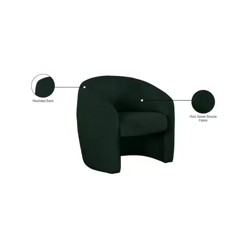 Fauteuil d'appoint en cuir vegan style tonneau / tissu bouclé avec dossier arrondi
