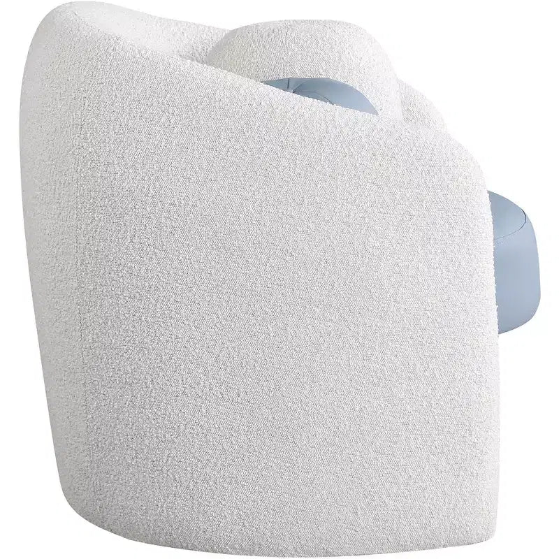 Fauteuil d'appoint en cuir vegan style tonneau / tissu bouclé avec dossier arrondi