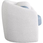 Fauteuil d'appoint en cuir vegan style tonneau / tissu bouclé avec dossier arrondi