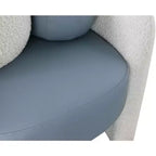 Fauteuil d'appoint en cuir vegan style tonneau / tissu bouclé avec dossier arrondi