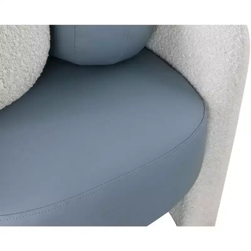 Fauteuil d'appoint en cuir vegan style tonneau / tissu bouclé avec dossier arrondi