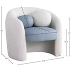 Fauteuil d'appoint en cuir vegan style tonneau / tissu bouclé avec dossier arrondi