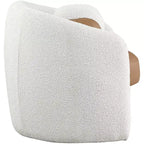 Fauteuil d'appoint en cuir vegan style tonneau / tissu bouclé avec dossier arrondi