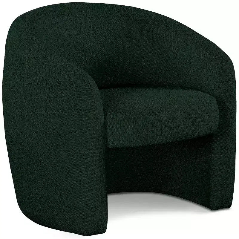 Fauteuil d'appoint en cuir vegan style tonneau / tissu bouclé avec dossier arrondi