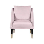 Fauteuil d'appoint en velours avec pieds en bois noir et embouts dorés, design contemporain