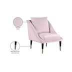 Fauteuil d'appoint en velours avec pieds en bois noir et embouts dorés, design contemporain