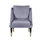 Fauteuil d'appoint en velours avec pieds en bois noir et embouts dorés, design contemporain