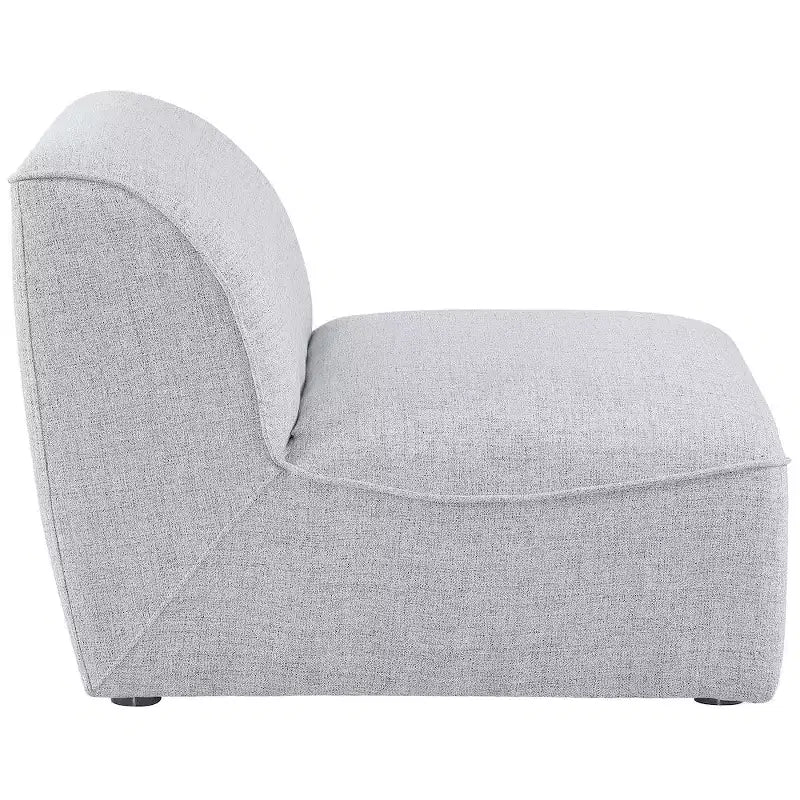 Fauteuil modulable sans accoudoirs - Revêtement en tissu texturé lin résistant, pieds espresso