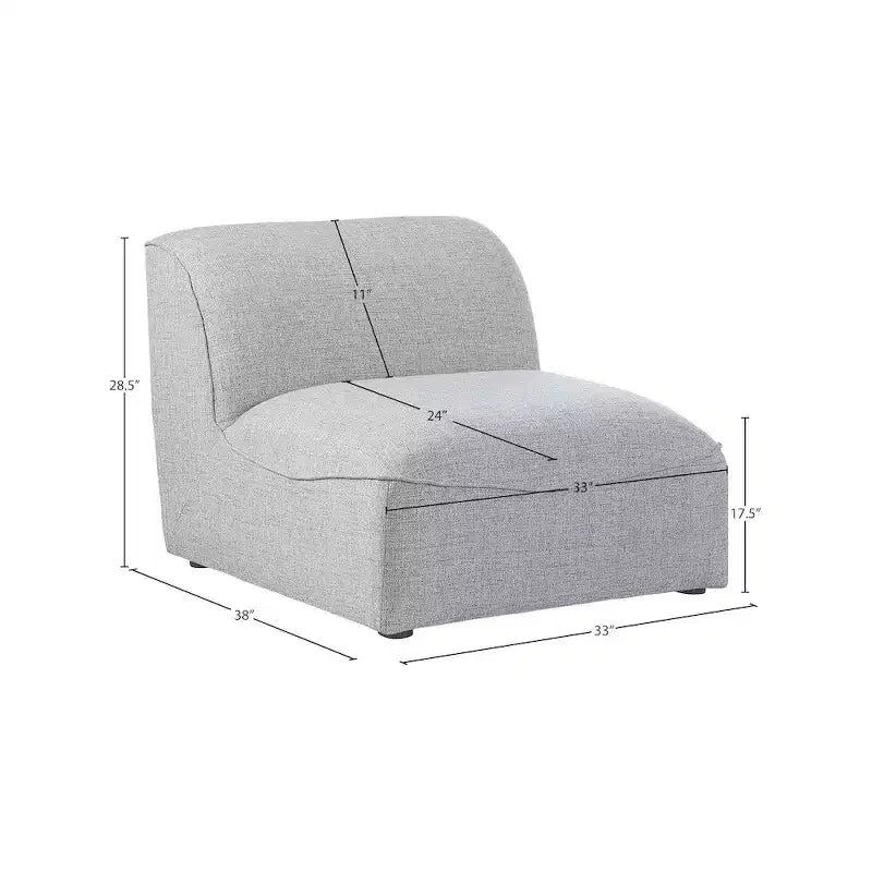 Fauteuil modulable sans accoudoirs - Revêtement en tissu texturé lin résistant, pieds espresso