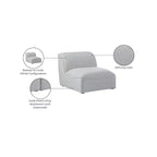 Fauteuil modulable sans accoudoirs - Revêtement en tissu texturé lin résistant, pieds espresso