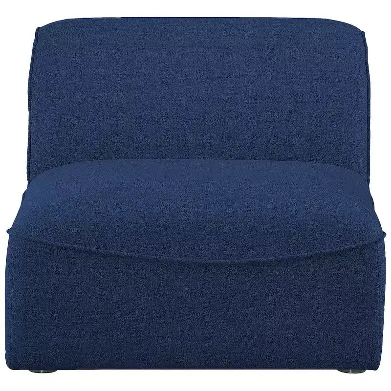 Fauteuil modulable sans accoudoirs - Revêtement en tissu texturé lin résistant, pieds espresso
