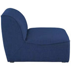 Fauteuil modulable sans accoudoirs - Revêtement en tissu texturé lin résistant, pieds espresso